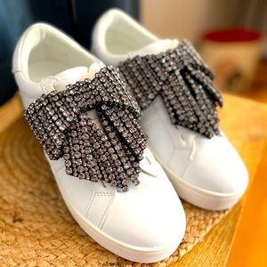 Embellished White Slip on Sneakers - Woman’s Size 7
